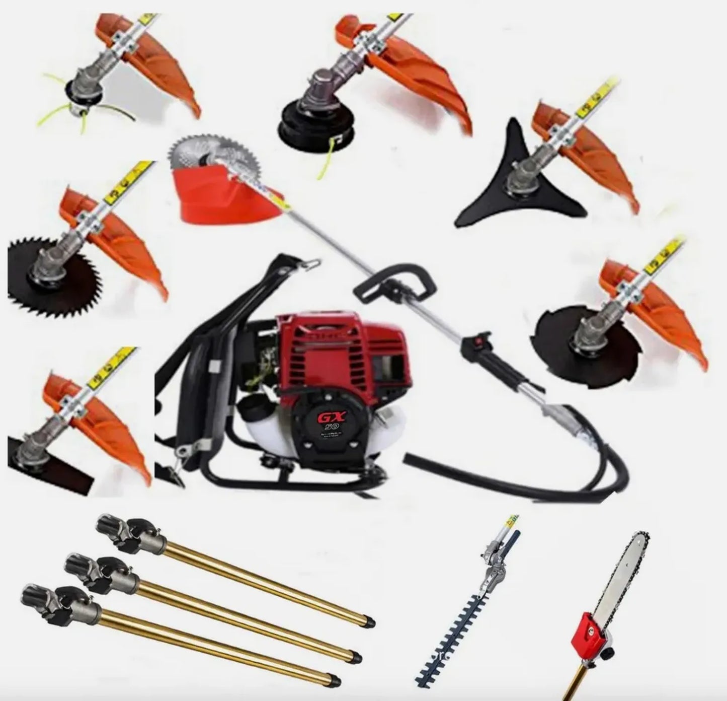 Débroussailleuse GX50 avec Harnais et 3 Extensions, Moteur 4-Temps