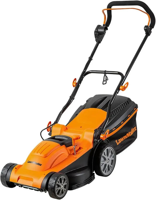 Tondeuse Électrique LawnMaster 1600W, Largeur 37cm, Hauteurs Réglables, Bac 40L, Garantie 2 Ans
