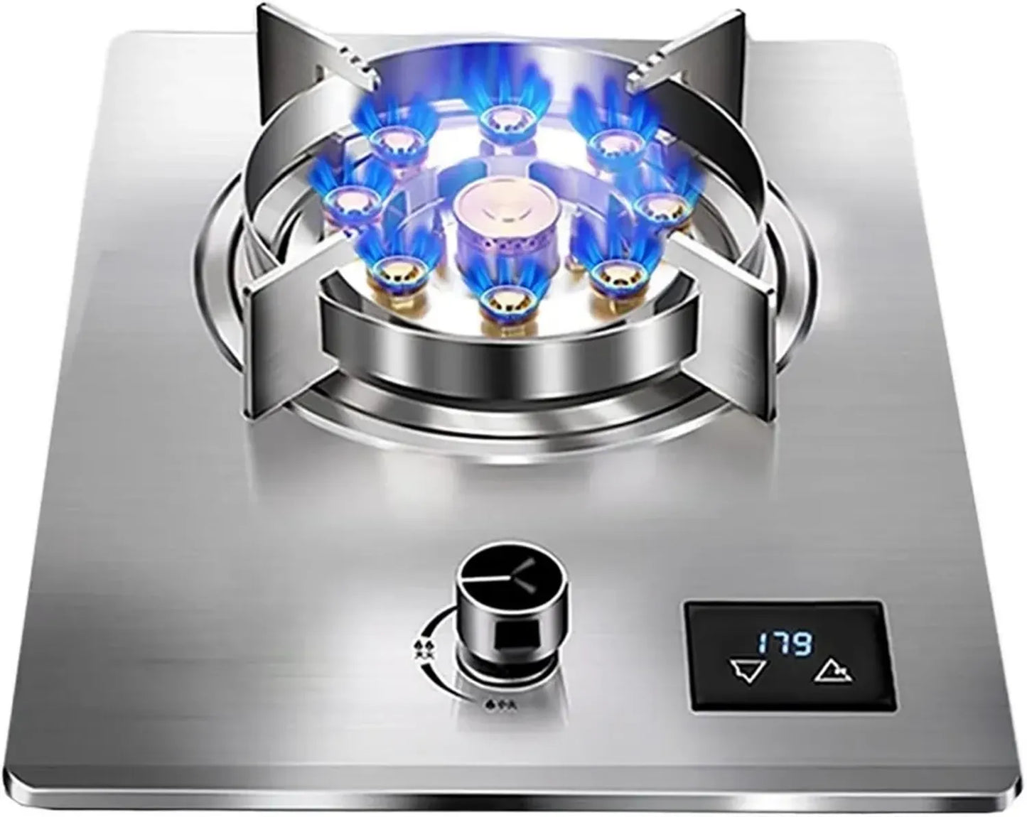 Cuisinière à Gaz 7,2 KW avec 9 Brûleurs, Haute Flamme, Support en Fonte et Verre Trempé, Idéale pour Camping en Plein Air