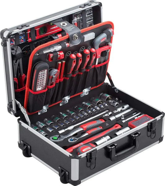 Chariot à outils professionnel 156 pièces avec roulettes et poignée télescopique