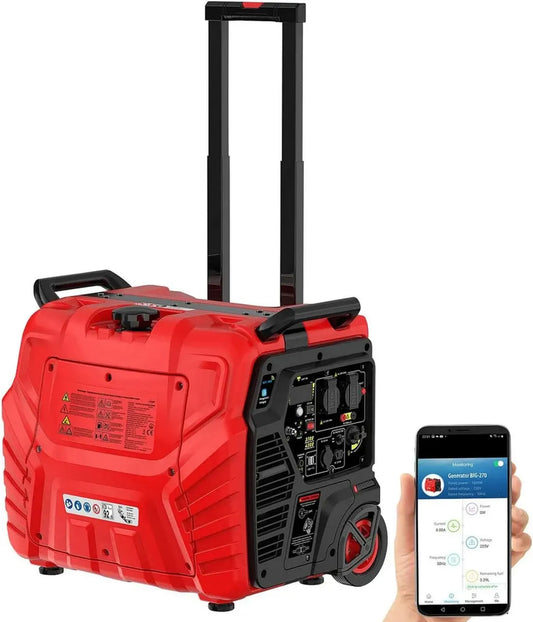 Générateur à Essence Connecté 3700W avec Chariot, 230V/12V