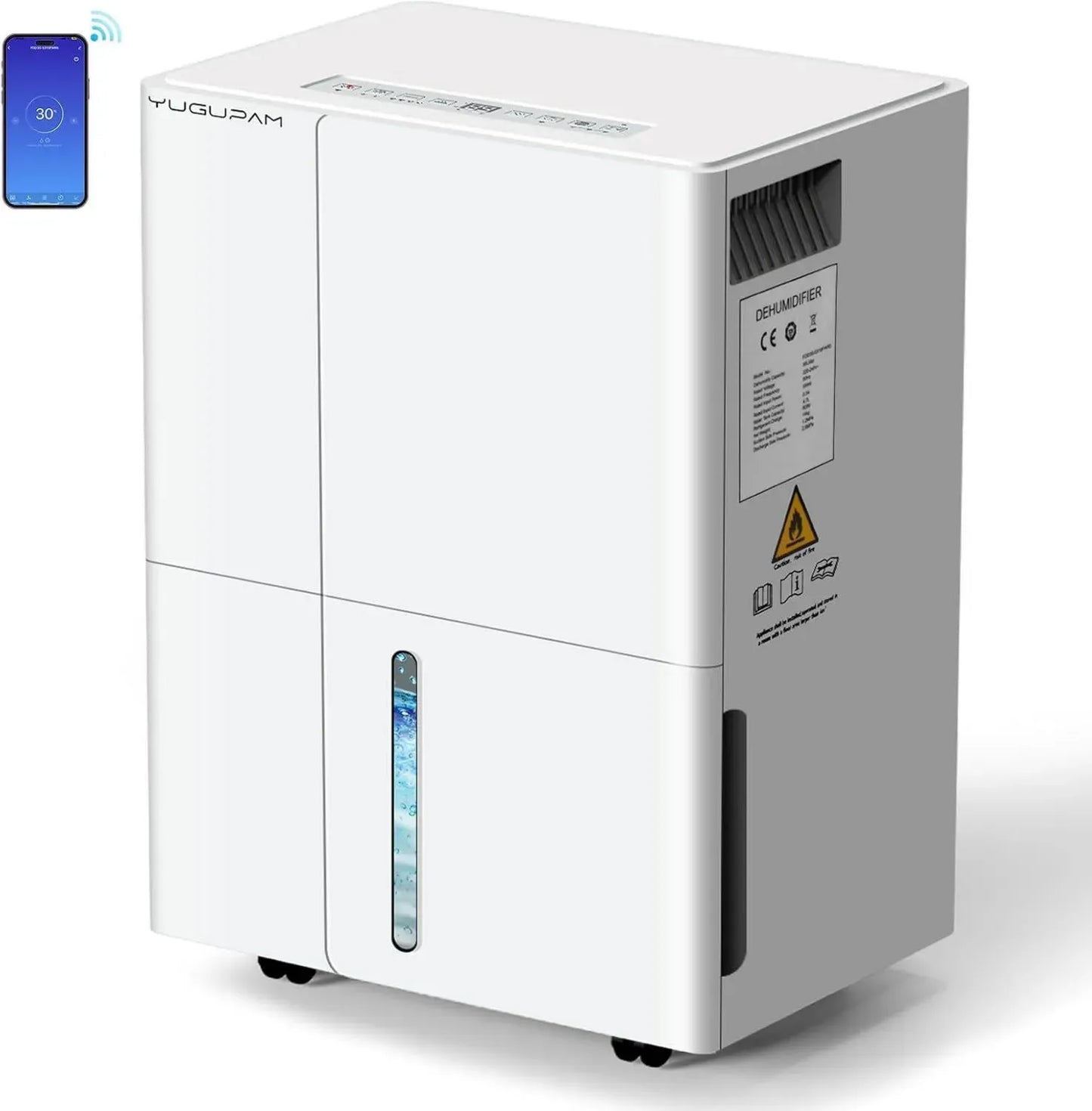 Déshumidificateur Électrique 30L/Jour avec Wi-Fi et App, 4 Modes, Purificateur d'Air, Minuterie, Drainage Continu pour Maison et Sous-Sol