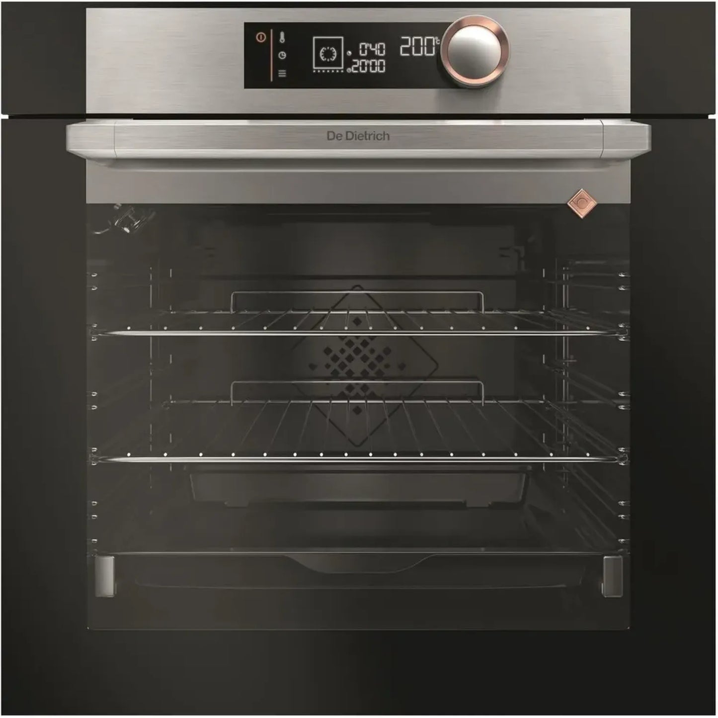 Four encastrable De Dietrich DOP7340X - Multifonction Pyrolyse 73L, Chaleur Tournante, Classe A+, Noir/Inox, Rails Télescopiques, Porte Froide