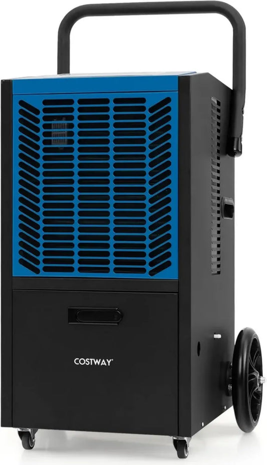 COSTWAY Déshumidificateur Industriel 66L/J avec Pompe, Tuyau de Vidange et Minuterie 24H, Jusqu'à 418 m² (Bleu)