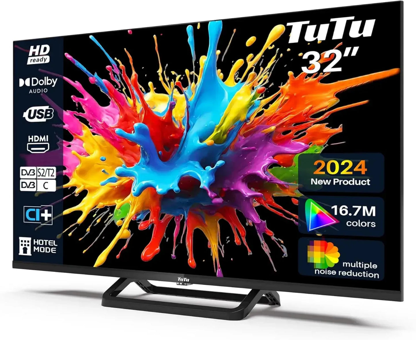 Télévision LED 32 Pouces HD Ready avec Triple Tuner et Dolby Audio - HDMI, USB, Mode Hôtel