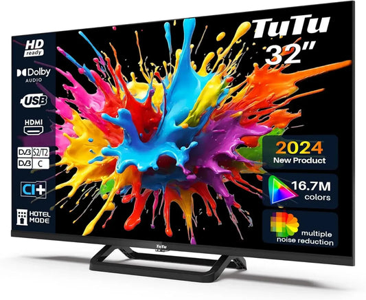 Télévision LED 32 Pouces HD Ready avec Triple Tuner et Dolby Audio - HDMI, USB, Mode Hôtel