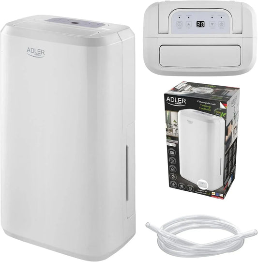 Déshumidificateur Adler avec écran LCD, 10L/jour, écologique, idéal pour maison, cave et voiture