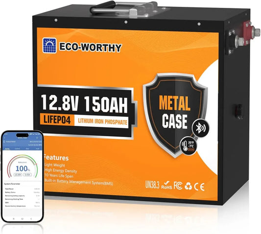 Batterie LiFePO4 12V 150Ah Bluetooth avec Protection Température Basse pour Camping-Car