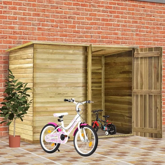 Abri à Vélo en Bois Imprégné 232x110x170 cm avec Porte