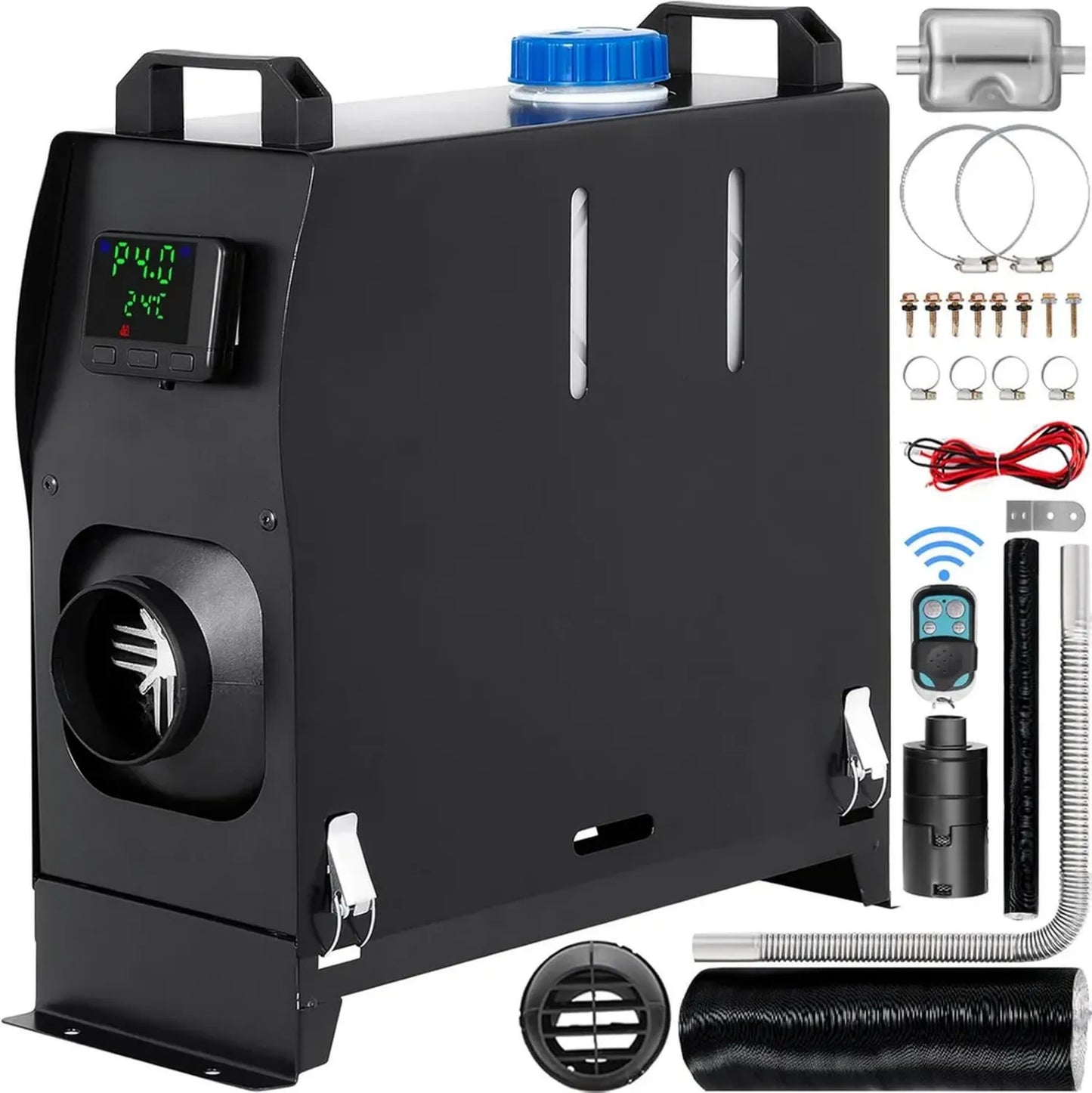 Chauffage Diesel 12V 8kW avec Écran LCD et Télécommande 30m, Réservoir 5L - Faible Consommation 0,1-0,24 L/h pour Camions, RV, Bateaux