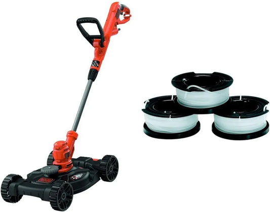 BLACK+DECKER Outil Électrique 3-en-1 550W : Tondeuse à Gazon avec 3 Bobines de Remplacement, Système Reflex Plus