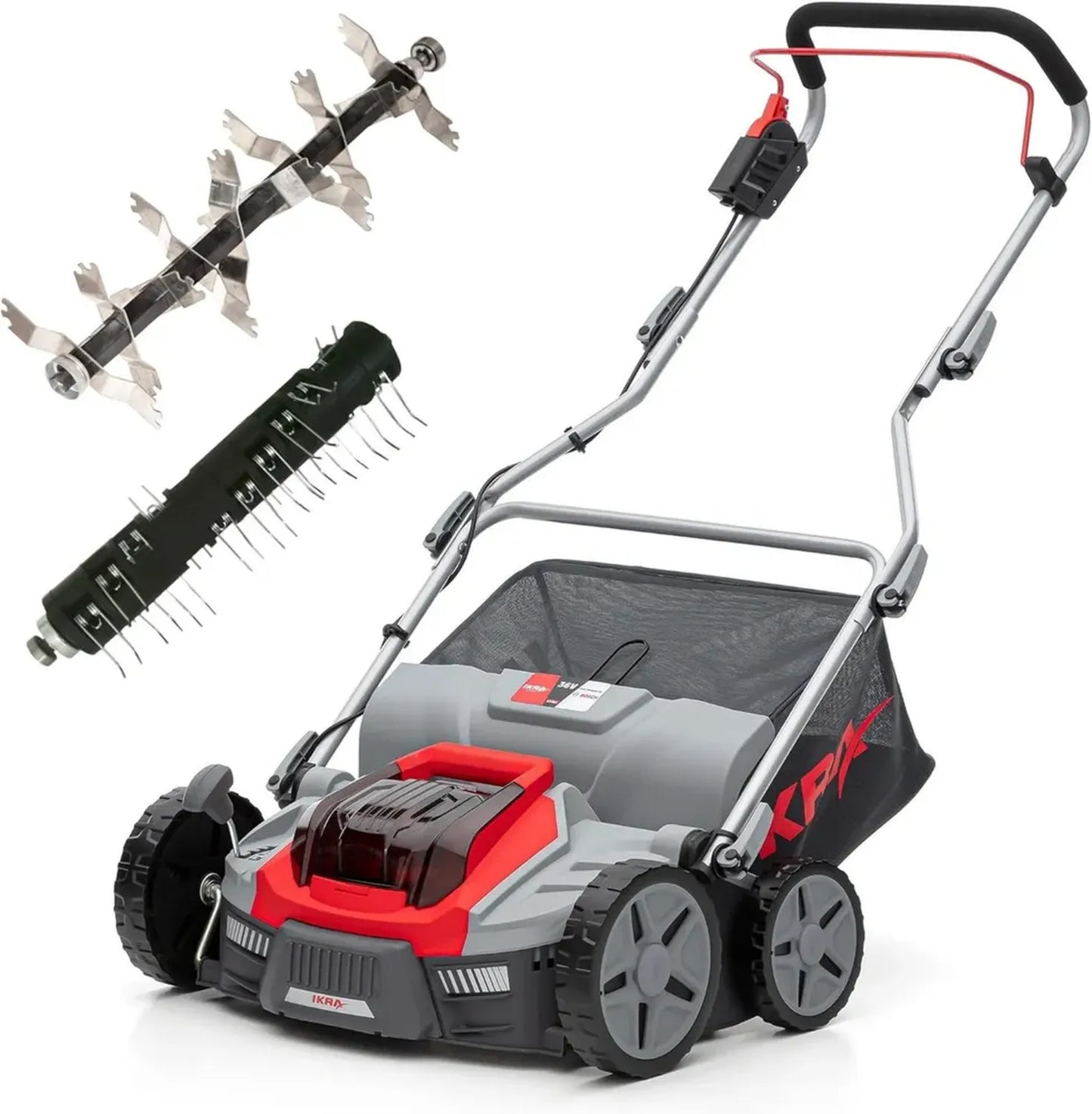 Scarificateur-Aérateur 36V 3-en-1 avec Bac de 45L, Largeur de Coupe 36cm, Compatible Bosch