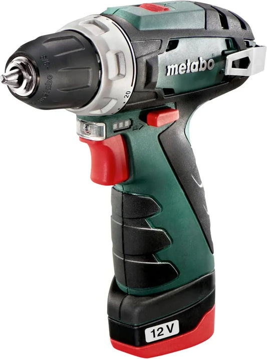 Perceuse-Visseuse Sans Fil Metabo 12V avec Indicateur de Charge, Batterie et Chargeur Inclus