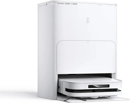 ECOVACS DEEBOT X5 Omni: Robot Aspirateur et Nettoyeur, 12800Pa, TruEdge, Lavage à l'eau Chaude 70°C, Zéro Enchevêtrement, Levée des Patins 15mm, Blanc