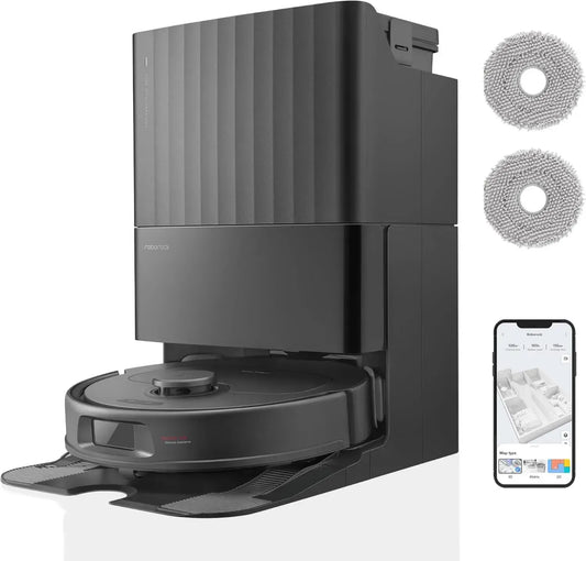 Aspirateur Robot Roborock Qrevo S, Force Hyper 7000Pa, Double Serpillière Rotative, Station Intelligente, Cartographie 3D, Technologie Réactive, Noir