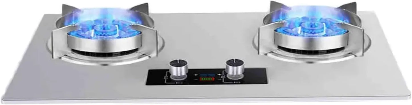 Gazinière à 2 Feux en Acier Inoxydable, 5,2 KW, Minuterie 180 min, Facile à Nettoyer
