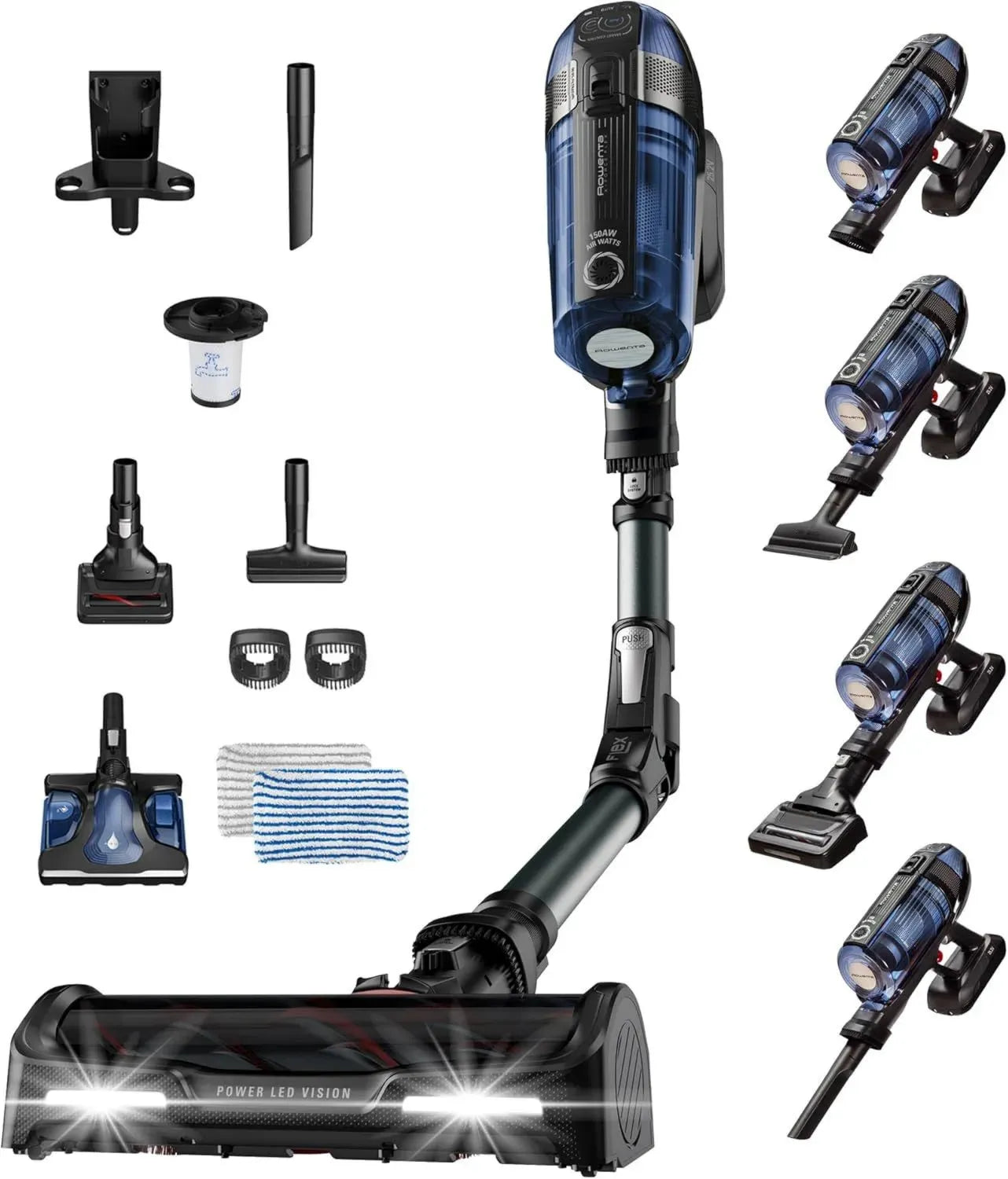 Aspirateur Balai Rowenta X-Force Flex 12.60 Aqua, Sans Fil, Aspire et Lave, 150AW, 45min d'Autonomie, Lumière LED