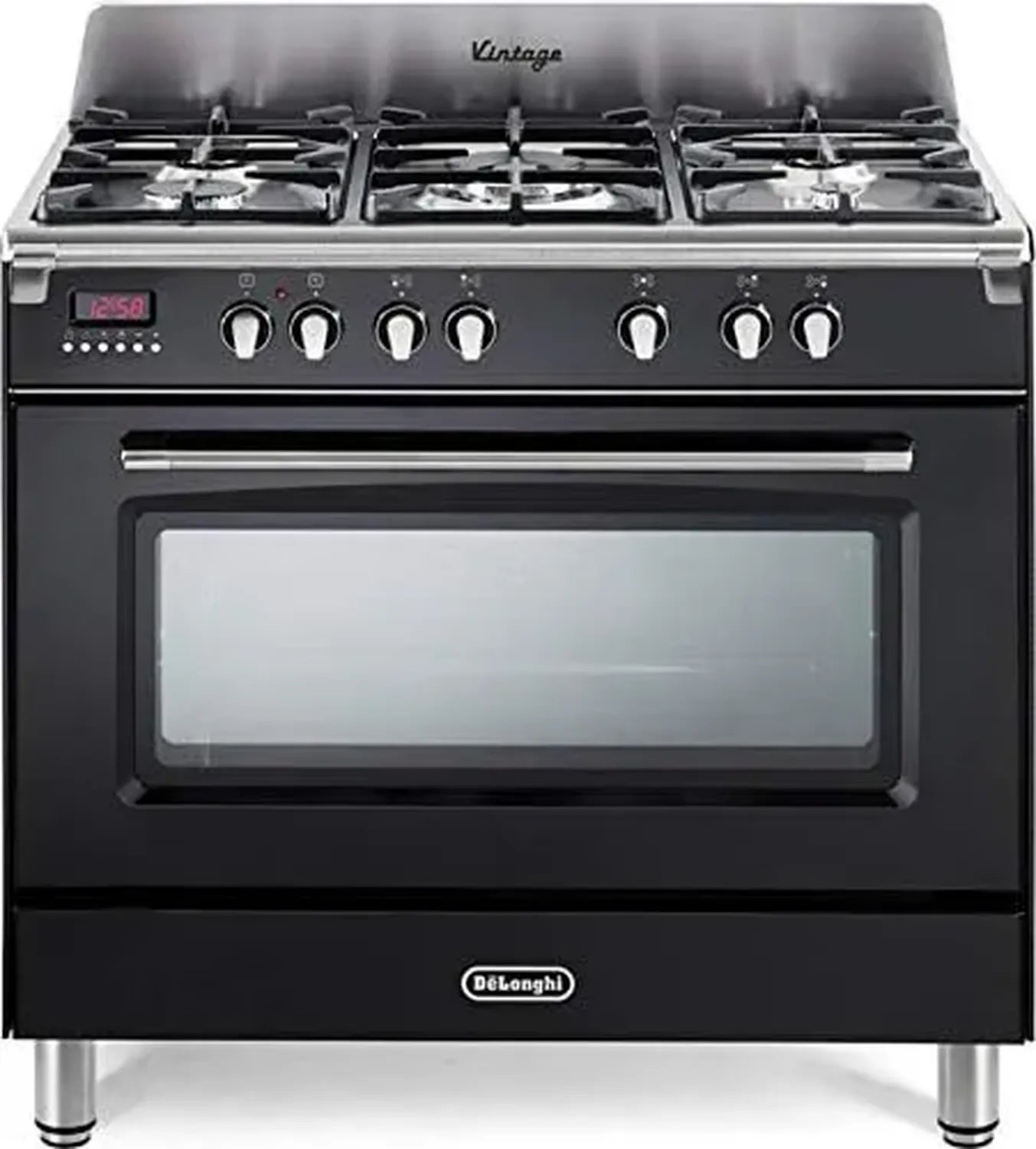 De Longhi Cuisinière à Gaz avec Four Électrique 5 Feux Anthracite 90x60 cm