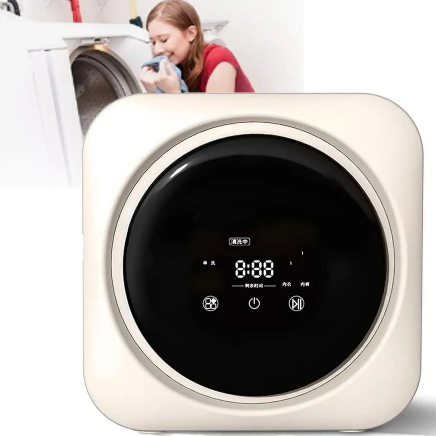 Mini Lave-Linge Automatique avec Écran Tactile, Capacité 3 kg, 4 Programmes de Lavage