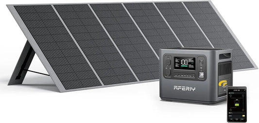 Générateur Électrique Portable 2400W avec Batterie LiFePO4 et Panneau Solaire 400W, Sorties USB et AC, Certifié IP65