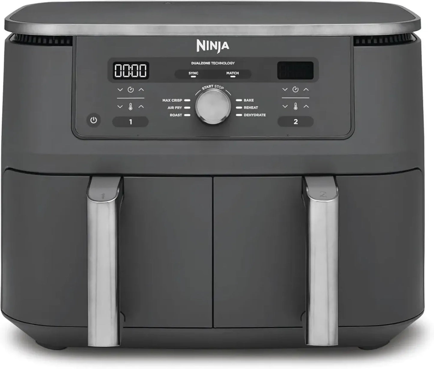 Ninja Friteuse Dual Zone 9,5 L, 6-en-1, Fonction Air Fry, Gris Métallisé
