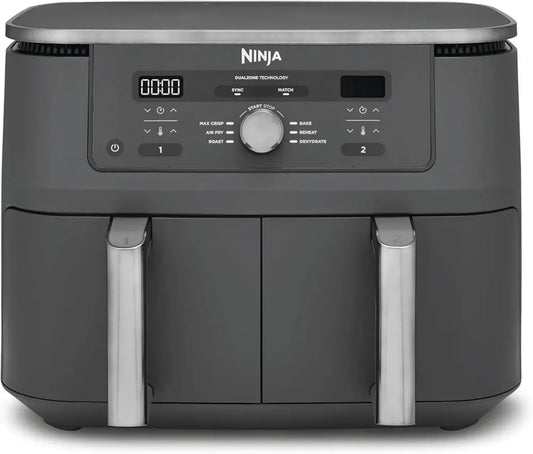 Ninja Friteuse Dual Zone 9,5 L, 6-en-1, Fonction Air Fry, Gris Métallisé