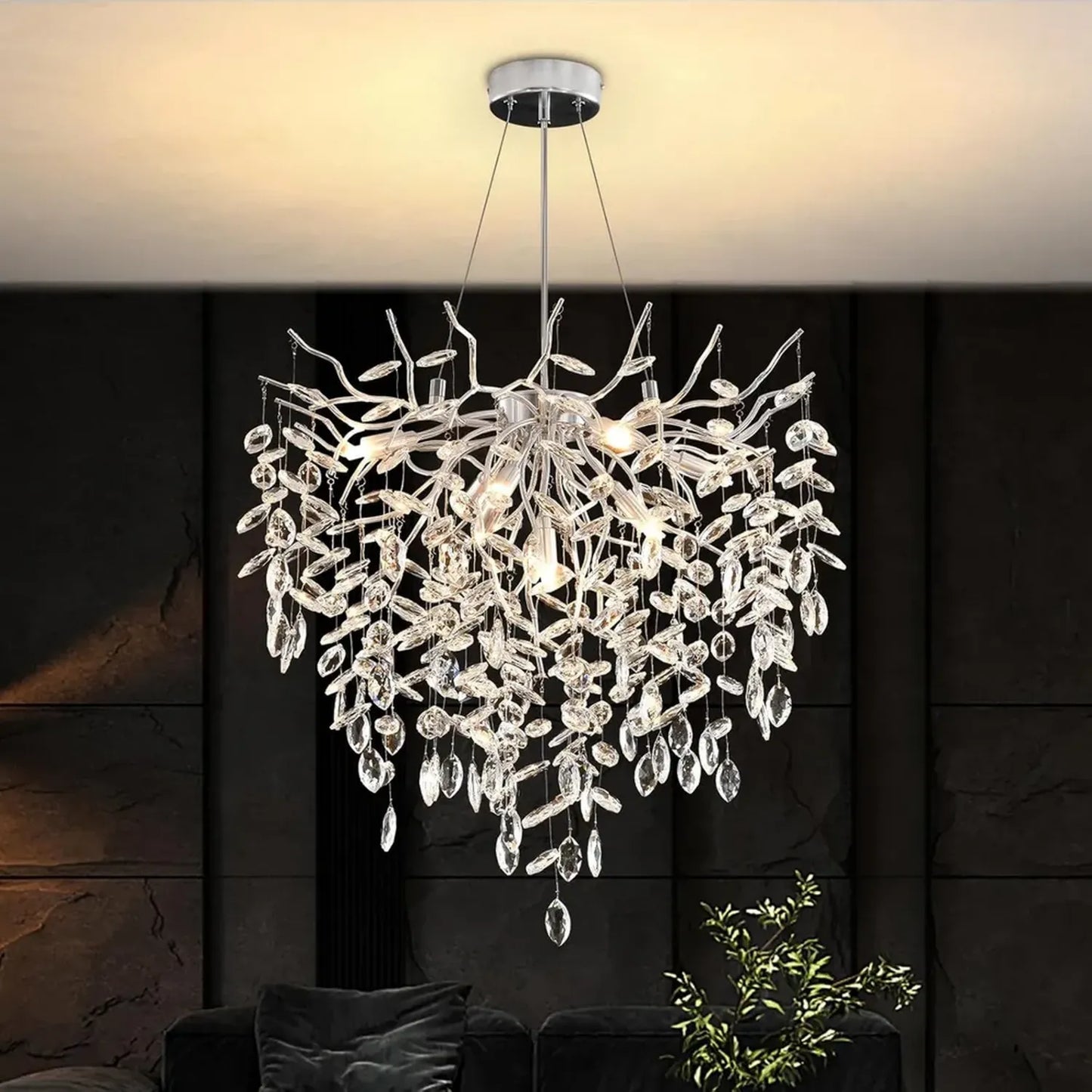 Lustre Moderne en Cristal avec Design d'Arbre pour Salle à Manger et Salon