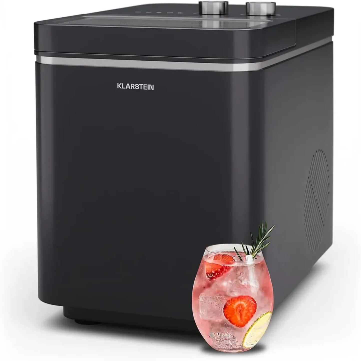 KLARSTEIN IceCraft Machine à Glaçons - Production Rapide 12 kg/24h, Deux Tailles, Auto-nettoyage, Utilisation Simple, Design Compact pour Maison et Bar