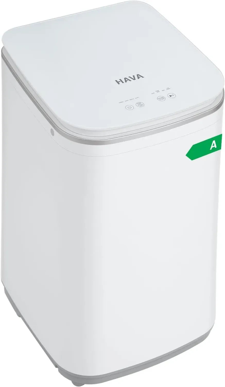 Mini Lave-Linge Automatique HAVA 3 kg avec Essorage - 8 Programmes, Lavage à Chaud, Drainage Supérieur, Compact