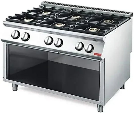 Cuisinière professionnelle 6 feux 33,5 kW avec soubassement ouvert - Gastro M