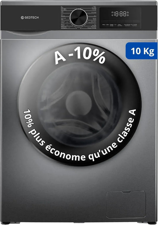 Machine à laver frontale GEDTECH 10kg 1400 tr/min - 16 programmes écologiques