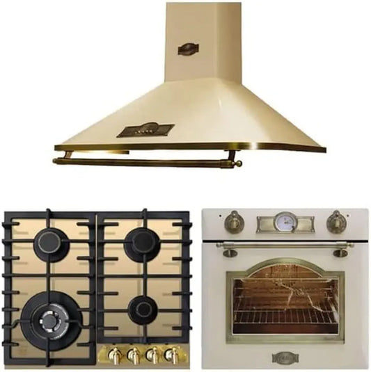 Ensemble cuisinière à gaz rétro encastrable avec hotte aspirante Kaiser