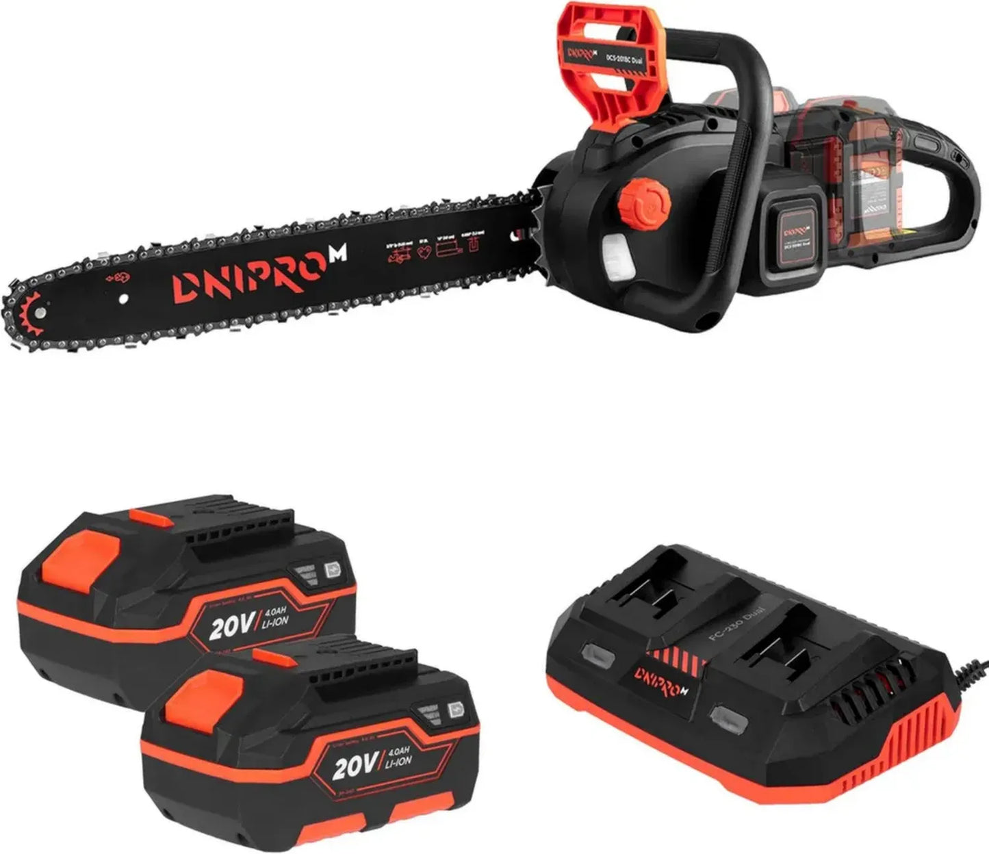 Tronçonneuse à Batterie 20V, Lame 30 cm, Moteur Brushless, Système SDS, Inclut 2 Batteries et Chargeur