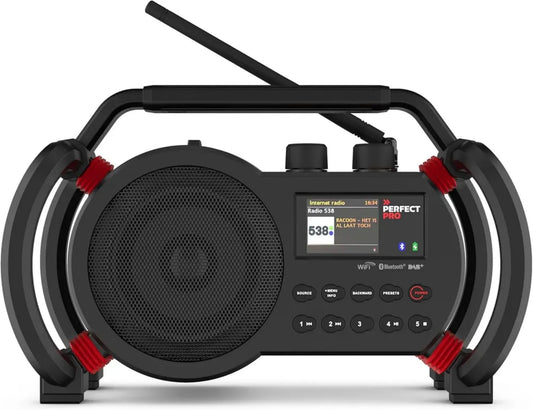 Radio de Chantier Bluetooth avec WiFi, DAB+ et FM, USB & AUX, Étanche IP64, Chargeur Inclus