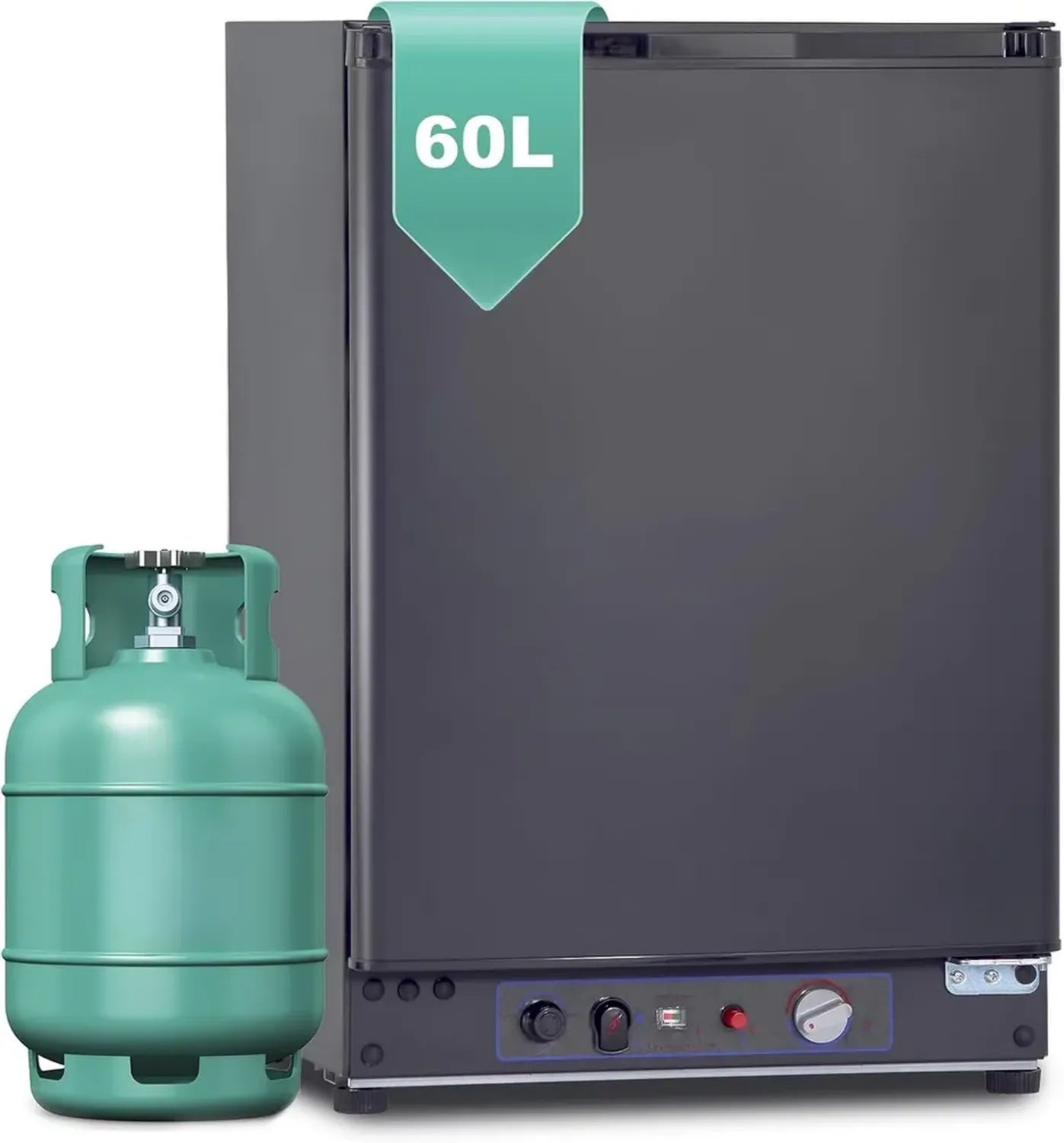 Réfrigérateur à Gaz SMETA 60L Silencieux pour Camping-car, 12V/240V, 3 Voies, Porte Réversible, Noir