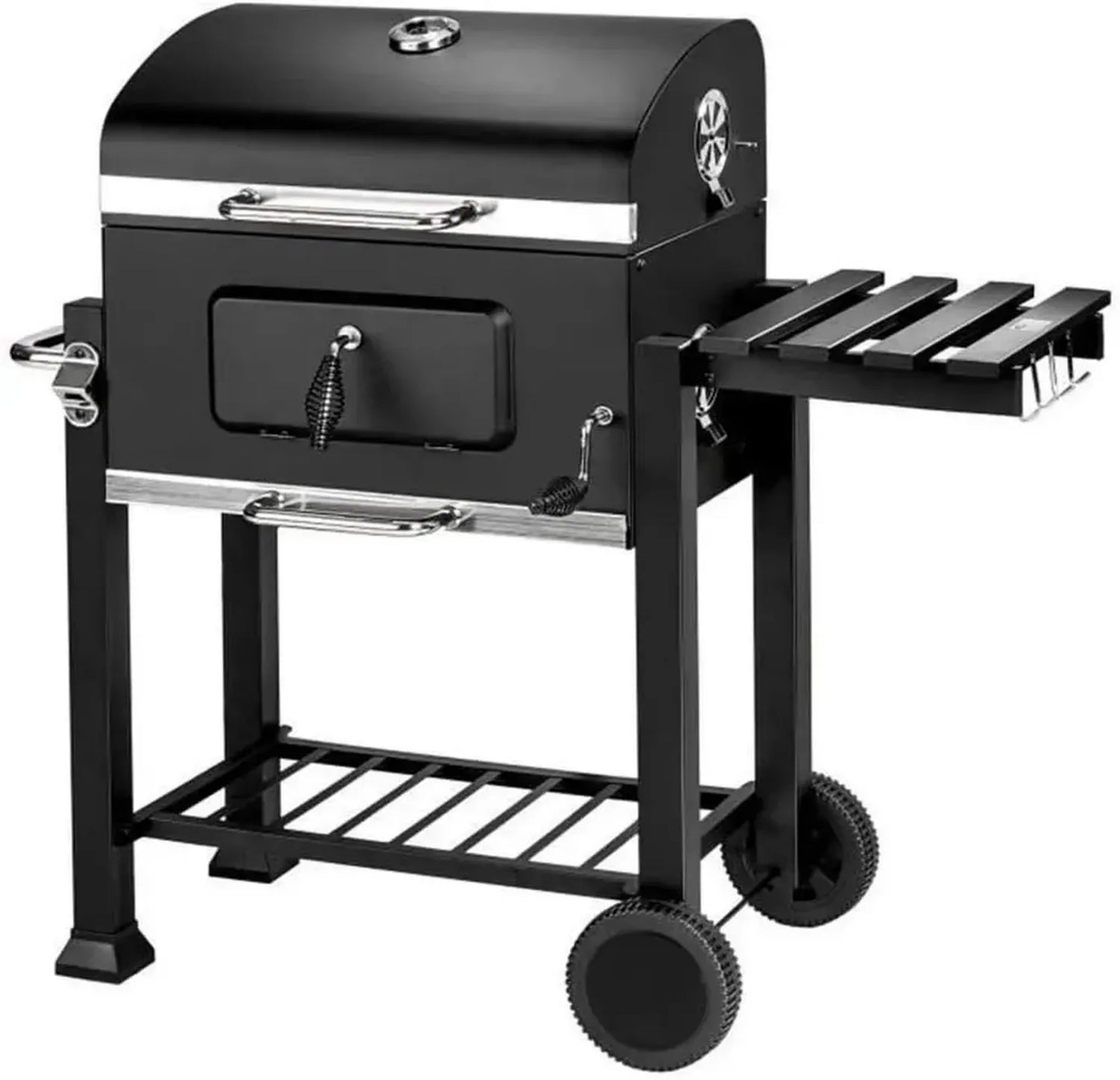 Grill Charbon XXL avec Couvercle et Roues, 107x115x68cm