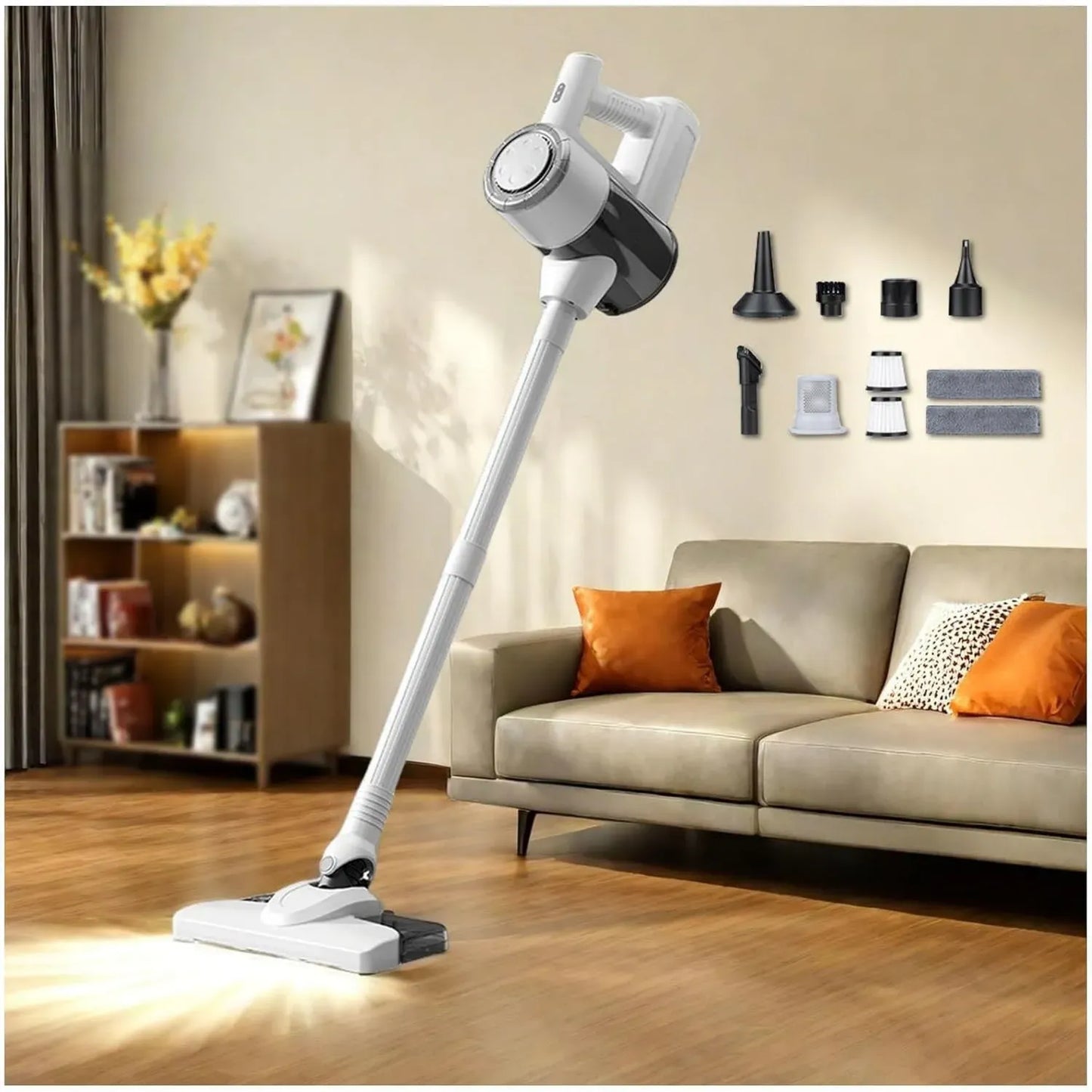 Aspirateur Balai Vapeur sans Fil 5 en 1 Léger et Compact - Nettoyage Puissant pour Sols Durs, Tapis et Poils d'Animaux