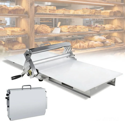 Machine à Abaisser la Pâte Manuelle pour Boulangeries et Pâtisseries, Appareil Professionnel Réversible pour Pâte Feuilletée, Épaisseur Ajustable
