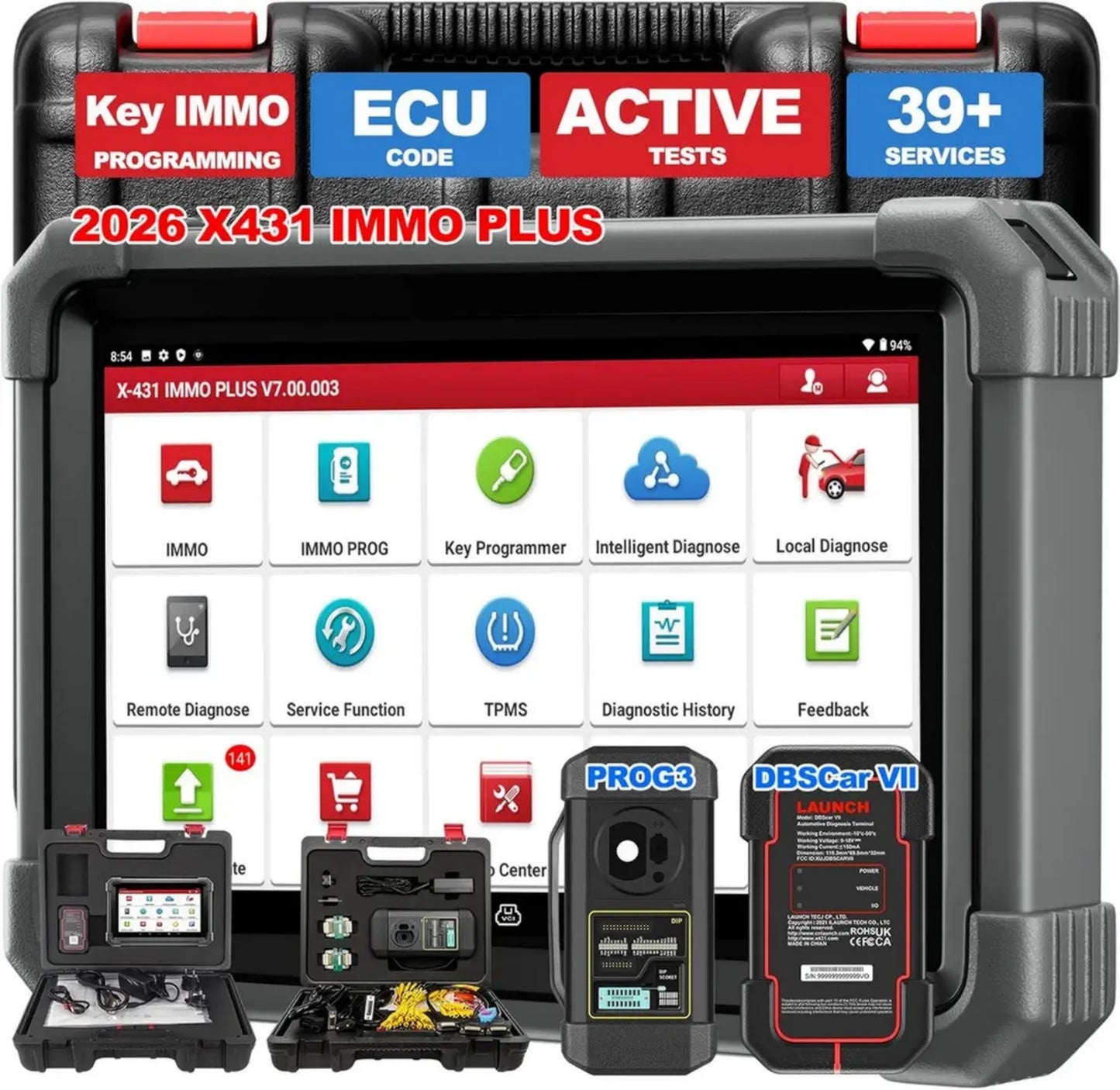 LAUNCH X431 IMMO PLUS Valise Diagnostic Auto Multi-Systèmes avec Fonction Clé et Services Avancés pour 200+ Voitures