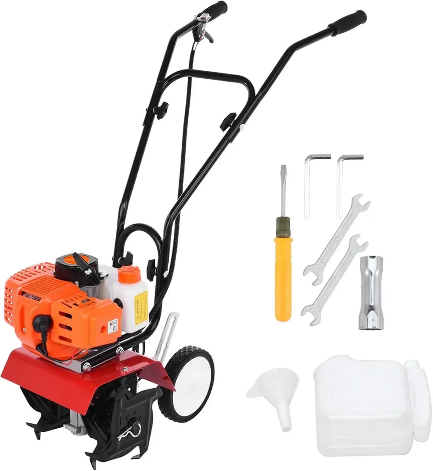 Motobineuse Thermique Leasote 52 cc, Orange, Idéale pour Jardins et Bordures
