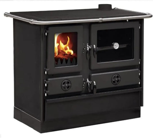 Cuisinière à Bois en Fonte Magnum avec Sortie Droite - Noir