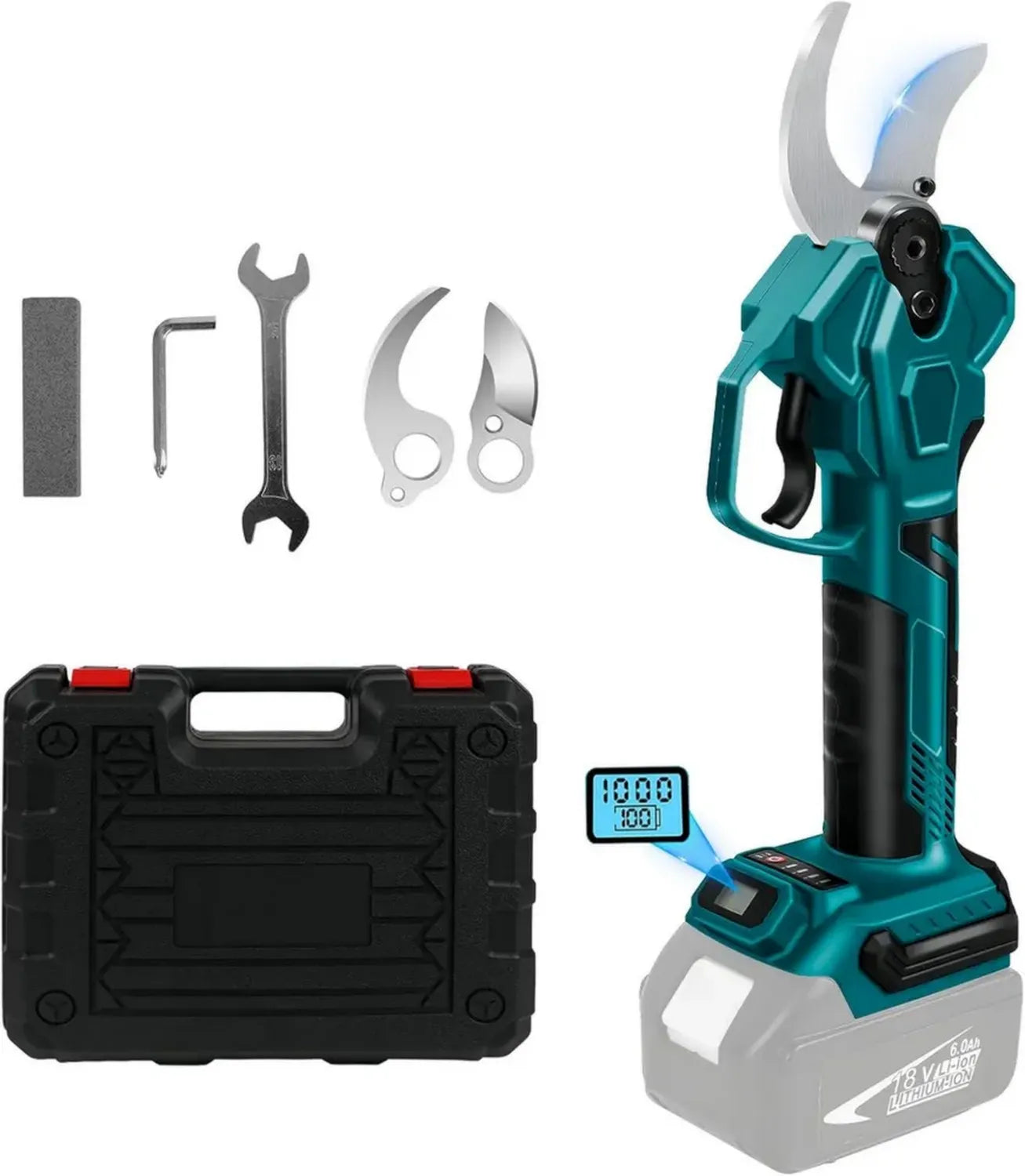 Sécateur Électrique Professionnel 65mm Compatible Makita 18V, Écran LCD, Moteur Sans Balais pour Jardin et Vergers (Batterie Non Incluse)