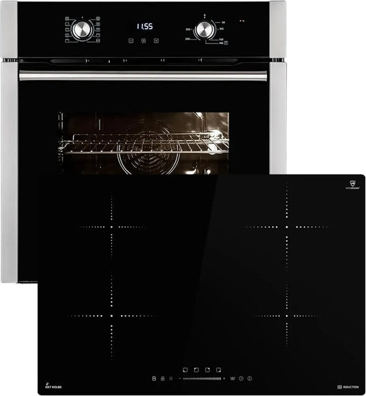 Ensemble Four Encastrable et Plaque Induction - Fonction Pizza, Gril, Air Chaud, Minuteur Automatique