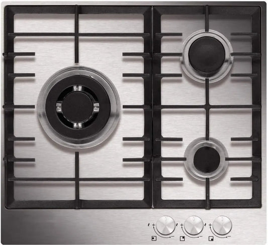 Plaque de Cuisson à Gaz Inox 60cm avec 3 Brûleurs - Modèle AT635HIX