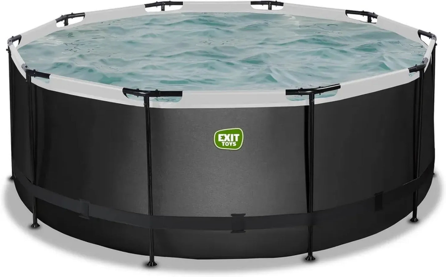 Grande Piscine Ronde Noire avec Pompe Filtrante et Échelle - 360x122 cm - Structure Solide en Acier
