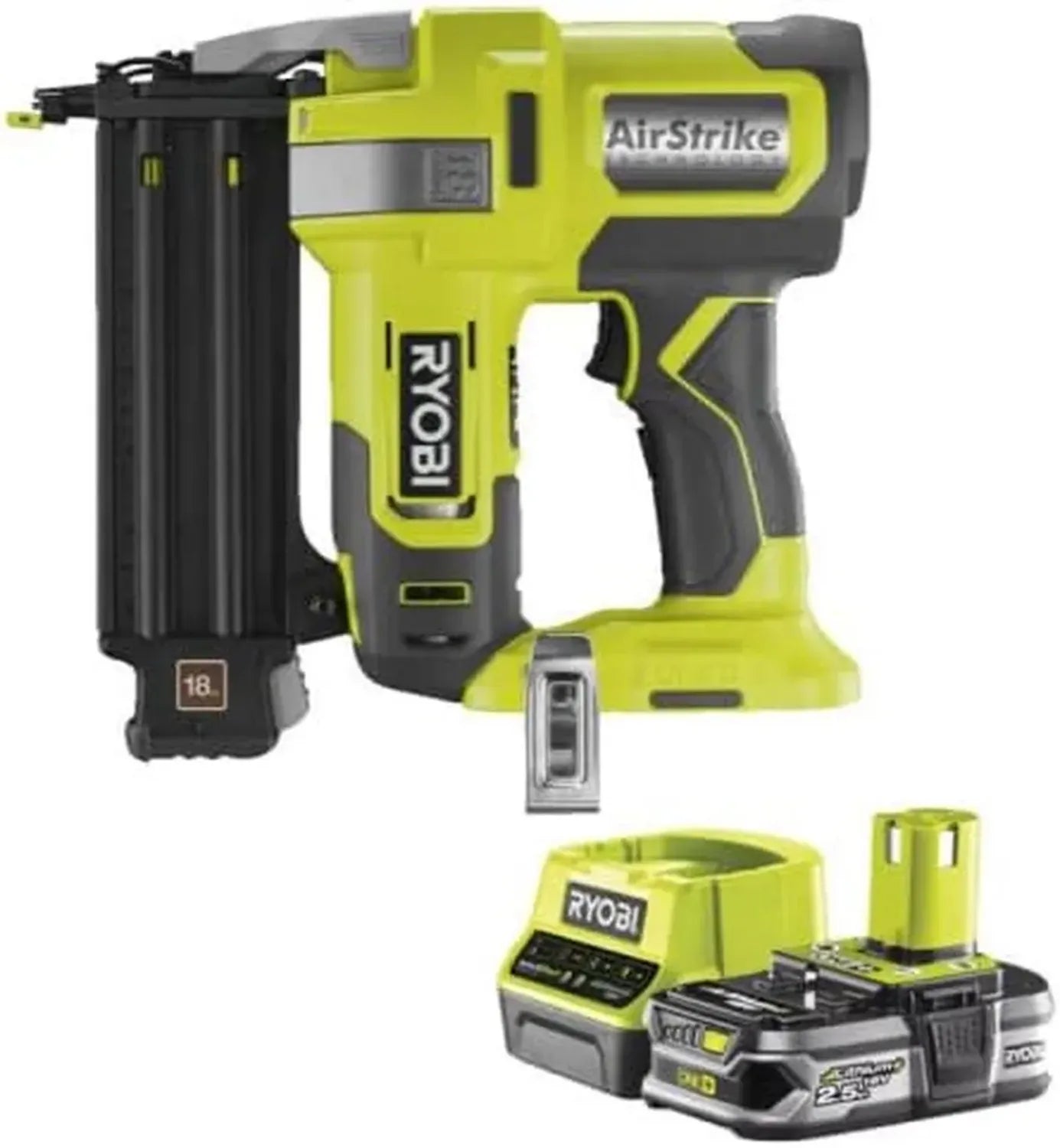 Kit Cloueur Sans Fil RYOBI 18V One+ avec Batterie 2.5Ah et Chargeur Rapide