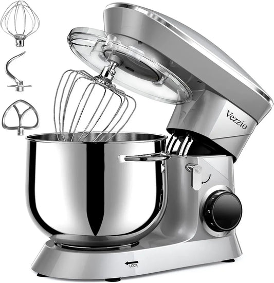 Robot de Cuisine Vezzio Multifonction 8.5L 6 Vitesses avec Accessoires Professionnels (Argent)