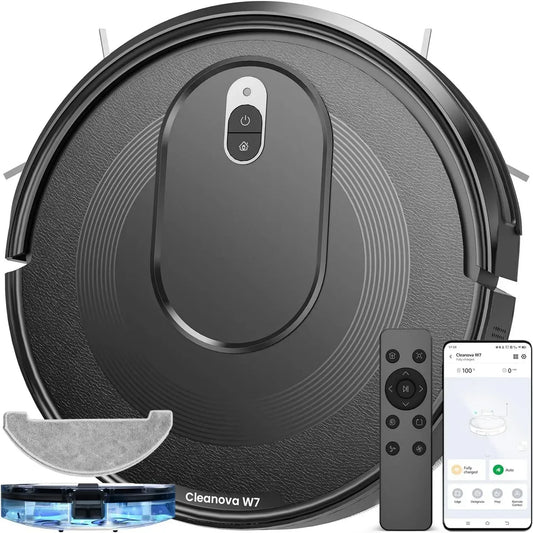 Aspirateur Robot Vexilar Cleanova W7, 3 en 1, Aspiration Puissante 4000Pa, Autonomie 120min, Anti-Enchevêtrement, Compatible Alexa/APP/IFTTT, Silencieux 55dB, Idéal pour Poils d'Animaux