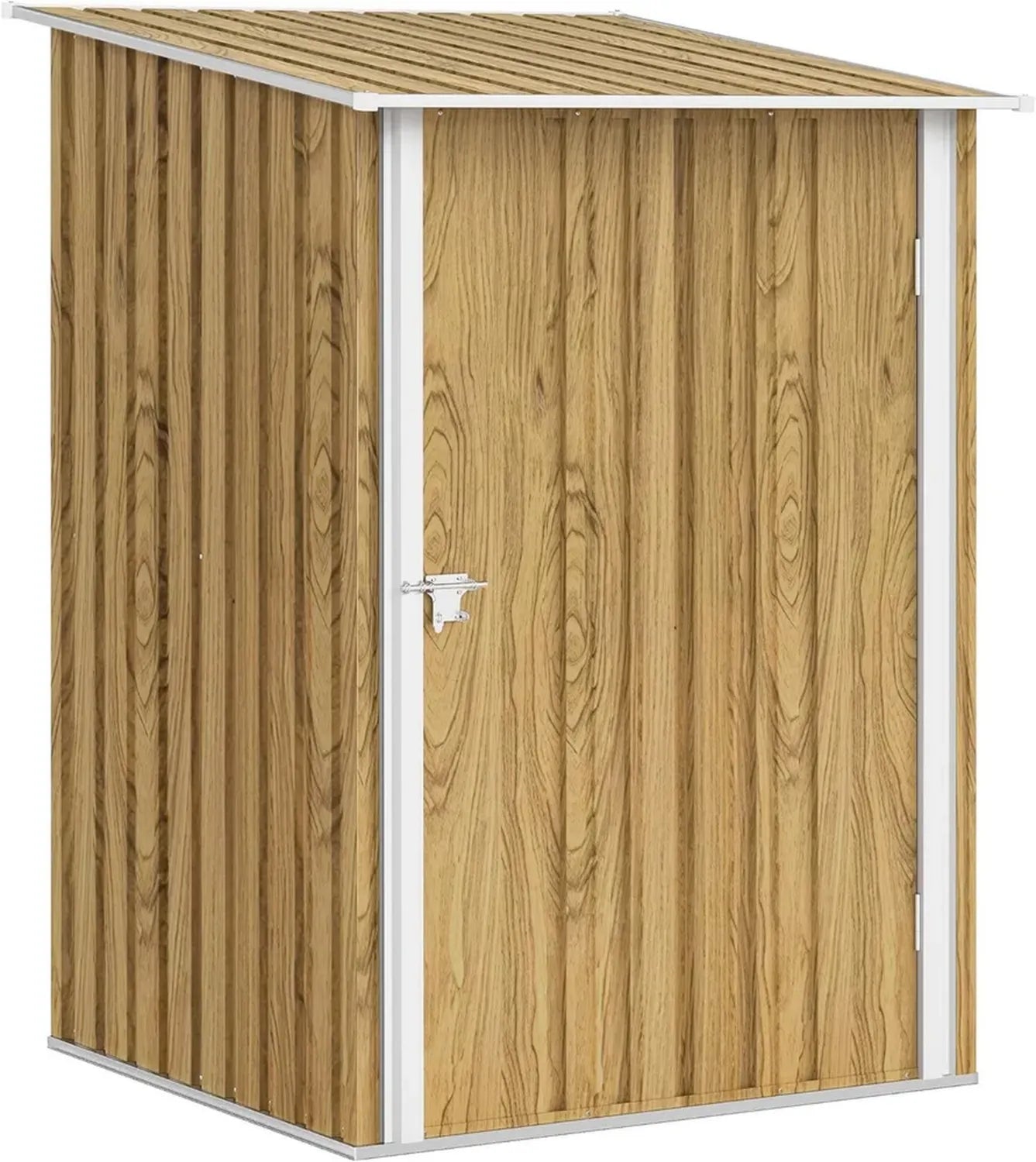 Abri de Jardin en Acier Galvanisé avec Porte Verrouillable, Toit Incliné 0,92 m² Effet Bois, 100 x 104 x 160 cm