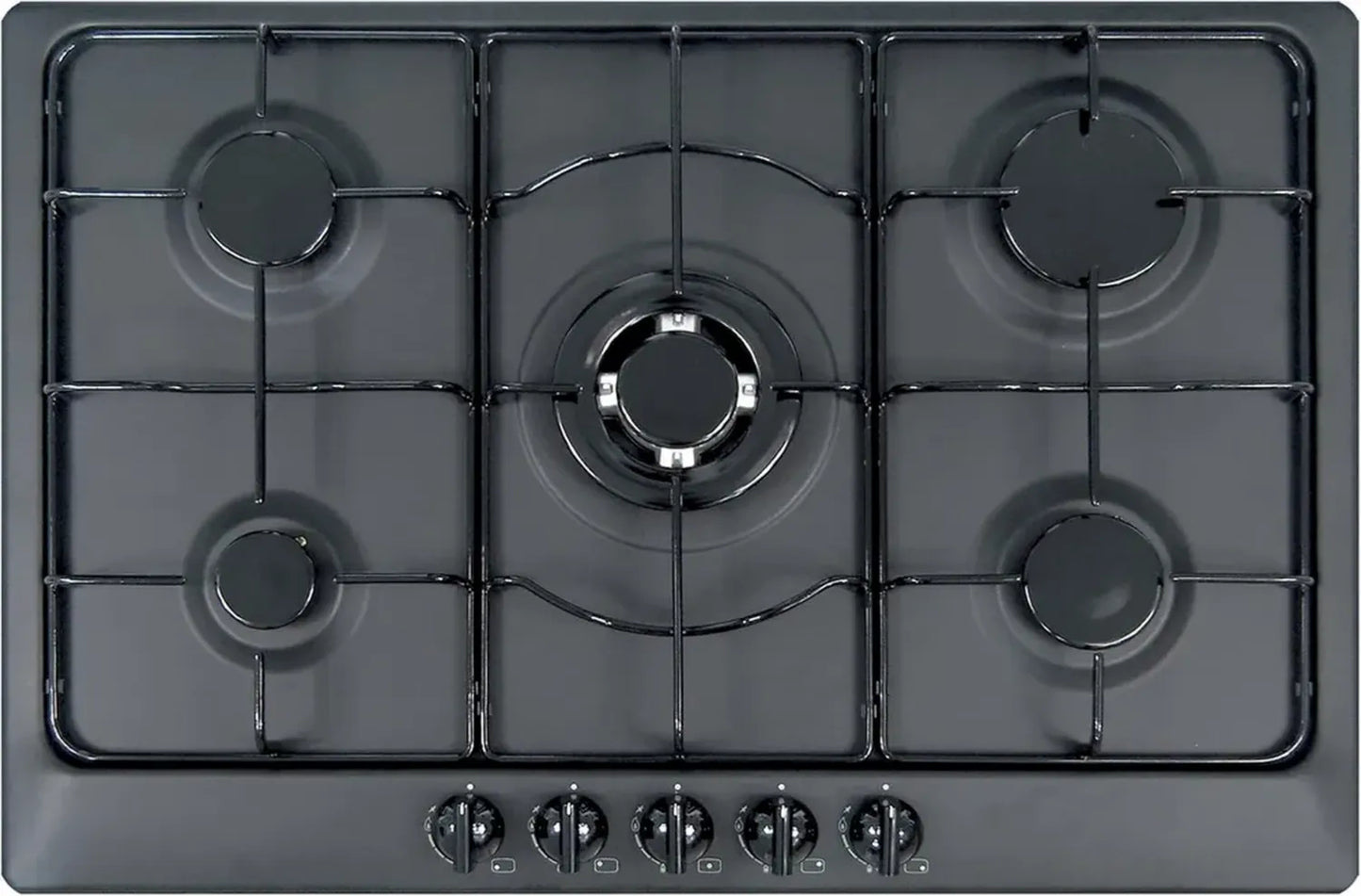 Plaque de cuisson gaz 5 feux 75 cm encastrable noir mat